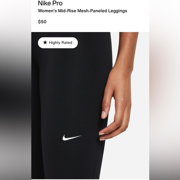 NEW Nike Pro Women's Mid-Rise Mesh-Paneled Leggings Training - Picture 4 of 9